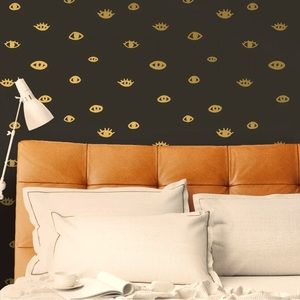 Peel & Stick Wallpaper - black with gold eyes - 3+ rolls